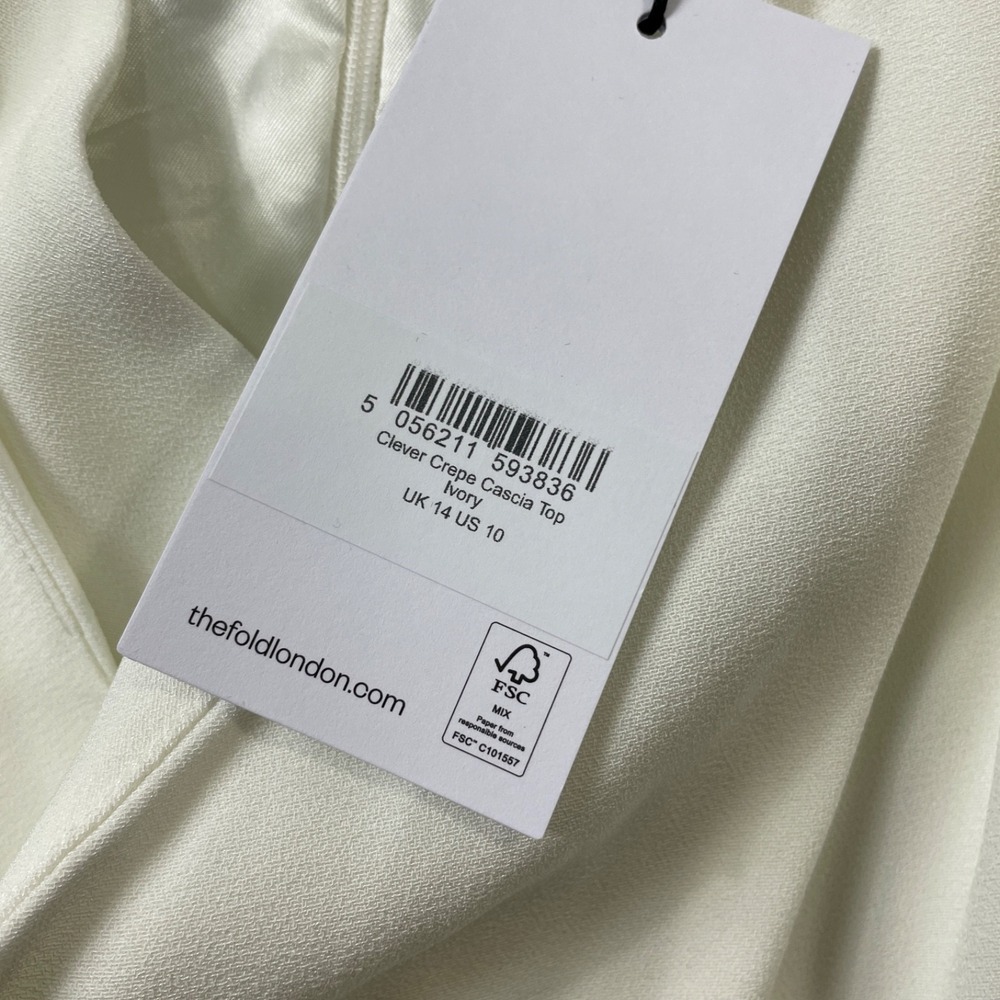 The Fold Ivory 10 NEW w/tags Clever‎ Crepe Cascia Wrap Style Sleeveless Top - Picture 4 of 6